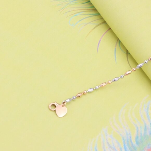 "Dual-Tone Beaded Rose Gold & Silver Bracelet with Adjustable Fit, XPBL0777 - Picture 5 of 12